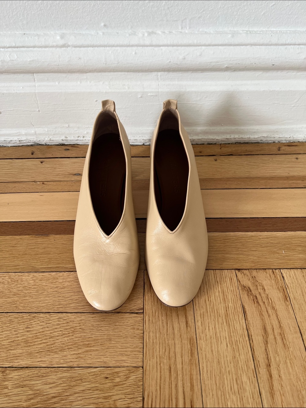Gray Matters Women's Leather Slip-On Heels in Beige